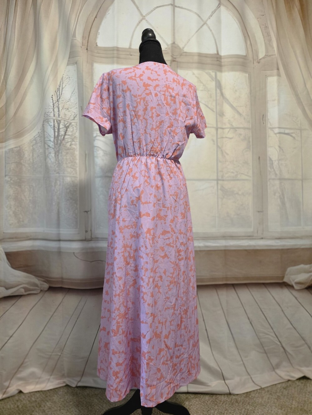 Wrap-Style Pink Floral Maxi Dress - Picture 3 of 5